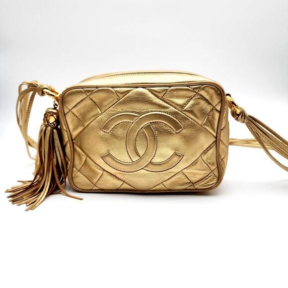 RARE CHANEL CC TASSEL CAMERA BAG GOLD METALLIC - Picture 11 of 16